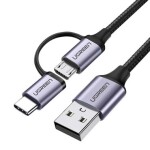 Ugreen US177 Nabíjací kábel USB-A (M) - USB-C/microUSB 1 m čierna / QC3.0 (30875)