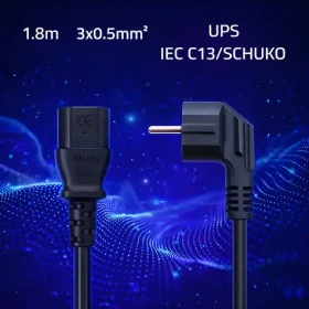 Napájací kábel Schuko - IEC C13 90° / Napájací kábel / CEE 7/7 (E/F) - IEC C13 / uhlový / meď Cu / 1,8 m (54617)