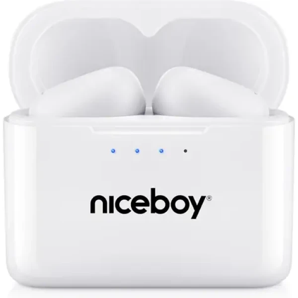 Niceboy HIVE Podsie 4 biela / Bezdrôtové slúchadlá s mikrofónom / TWS / Bluetooth 5.4 / IP54 / nabíjacie puzdro (hive-podsie-4-white)