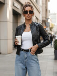 Dámska kožená bunda TIFANNY black FashionStreet TY4548 XL