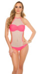 Sexy push up neckholder Monokini with mesh pink 36