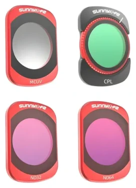 Sunnylife Sada filtrov pre DJI OSMO Pocket 4/3 / Filter pre športové kamery / MCUV, CPL, ND32, ND64 (OP4-FI224)