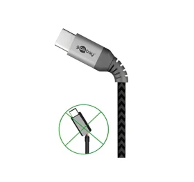 Goobay 49303 Space Grey/Silver / Dátový kábel / USB-C - USB-C / textilné / kovové konektory / 2 m (49303)
