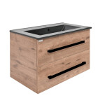 Kúpeľňová skrinka s čiernou úchytkou a umývadlom SAT Cube Way 80x53x46 cm dub Wellington mat CUBE46C802DWMODC CUBE46C802DWMODC
