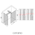 CERANO - Sprchová zástena Walk-in Onyx TL/P - 8 mm - hranatá vzpera - čierna matná, bronzové sklo - 90x80x200 CER-686974