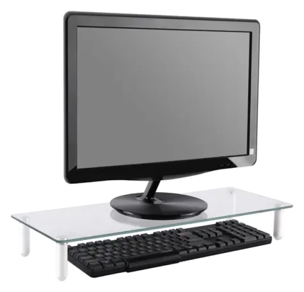 Equip 650882 čierna / Sklenený stojan pod monitor / nosnosť 20 kg / tvrdené sklo / 560x210x80 mm (650882)