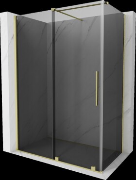 MEXEN/S - Velár sprchovací kút, posuvné dvere 150 x 90, grafit, zlato kartáčovaná 871-150-090-41-55