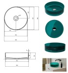 BESCO - Umývadlo na dosku ENYA zo syntetickej živice - Farba - Modrá, Farba sifónu - Chróm KEENYA36M