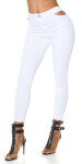 White Highwaist Jeans with cut-out White