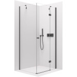 CERANO - Sprchovací kút Marino L/P - 6 mm - čierna matná, transparentné sklo - 90x80x190 - pántový CER-422856