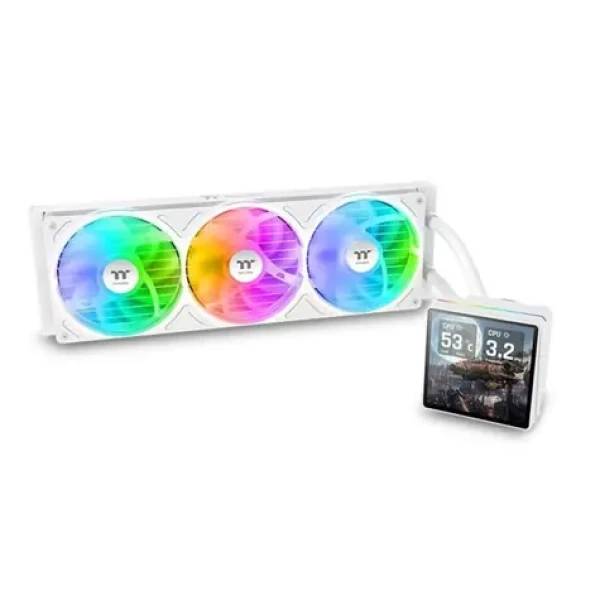 Thermaltake TH360 V3 Ultra ARGB Sync Snow Edition biela / AIO vodný chladič CPU / 3x 120 mm / 2500 RPM / 37,8 dB (CL-W476-PL12SW-A)