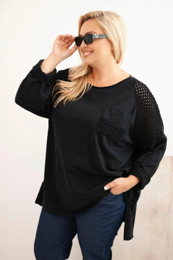 Dámska bavlnená blúzka s potlačou Plus Size Black UNI