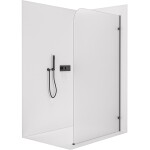 CERANO - Sprchová zástena Walk-in Orbis - Pravá - 8 mm - čierna matná, mliečne sklo - 80x200 CER-999921