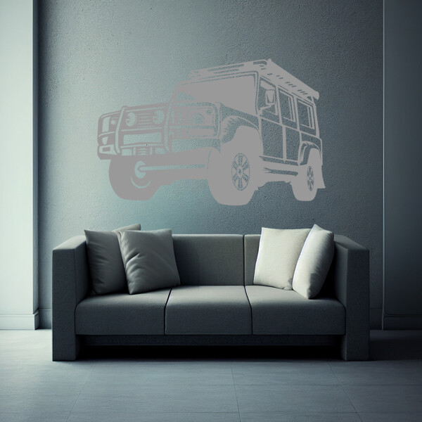 Veselá Stena Samolepka Auto Land Rover Defender Farba: šedá, Veľkosť: 40 x 35 cm
