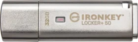Kingston IronKey Locker+ 50 32GB strieborná / Flash Disk / USB 3.2 Gen 1 - (USB-A 3.0) (IKLP50/32GB)