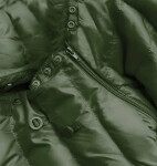 Dámska prešívaná zimná bunda v khaki farbe s kapucňou (w750-1) odstíny zelené S (36)