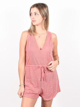 RVCA RIGHTEOUS ROMPER POMPEI RED dámske plátené kraťasy - S