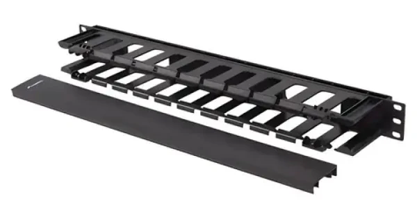 Lanberg 19" organizér káblov čierny / Organizér káblov / plast / 1U / typ A (AK-1703-B)