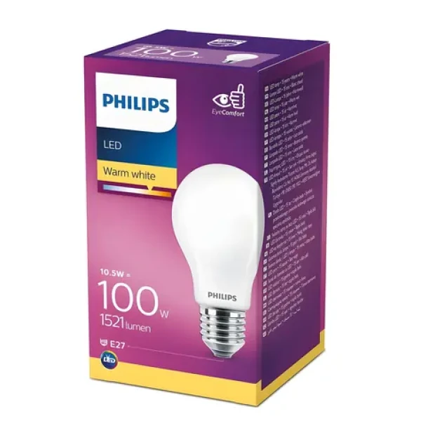 Philips Classic LEDBulb A60 10,5 W / LED žiarovka / E27 / 1521 lm / 2700K teplá biela / matná (SKL000321122)