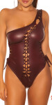 Sexy KouCla Coldshoulder Wetlook Body BORDEAUX Einheitsgroesse