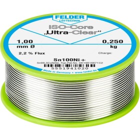 Felder ISO-Core Ultra-Clear Sn100Ni+ spájkovací cín bez olova cievka Sn99,25Cu0,7Ni0,05 0.250 kg 1 mm; 5551941020