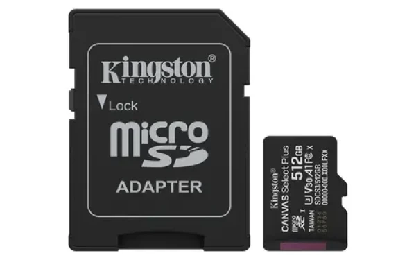 Kingston Canvas Select PLUS Gen3 microSDXC 512GB s adaptérom / UHS-I V30 / U3 / Class 10 / čítanie: až 150MBs / zápis: až (SDCS3/512GB)