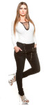 Curvy Girls Size! Skinnies with buttons and zip black