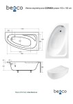 BESCO - Asymetrická vaňa CORNEA - Nožičky k vani - S nožičkami, Rozmer vane - 150 × 100 cm, Spôsob prevedenia - Pravé VANCOR150P+OLVPINOZ
