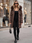 Dámska zimná prešívaná bunda s kapucňou, hnedá, FashionStreet TY5825 L
