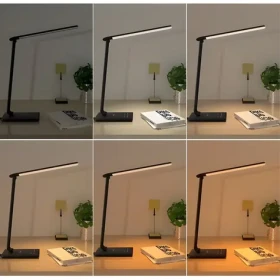 LT-T10 čierna / Stolová LED lampička / dotykové ovládanie / 12W / 3000-6500K / 7 stupňov stmievania / 5 režimov (LT-T10 Black)