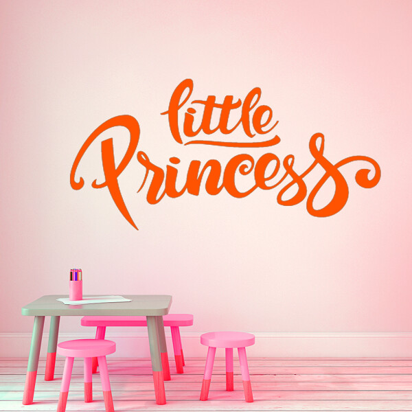 Veselá Stena Samolepka Nápis Little princess Farba: oranžová, Veľkosť: 80 x 43 cm