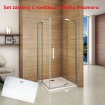 H K - Obdĺžnikový sprchovací kút AIRLINE R108, 100x80, s dvomi jednokrídlovými dverami s pevnou stenou, rohový vstup vrátane sprchovej vaničky z liateho mramoru SE-AIRLINER108 / THOR-10080