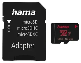 HAMA microSDXC 64 GB čierna / Pamäťová karta / UHS-I U3 / V30 / 80 MB/s / +adaptér