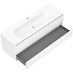 MEXEN/S - Rivel kúpeľňová skrinka 140 cm s umývadlom Vela, 2 zásuvky, reliéf, biela mat 91A20-14047-2-BFF01-W23M01