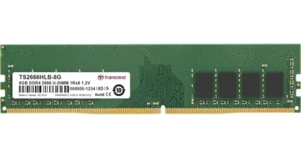 Transcend pamäť 8GB / DDR4 2666 / U-DIMM / 1Rx8 / 1Gx8 / CL19 / 1.2V (TS2666HLB-8G)