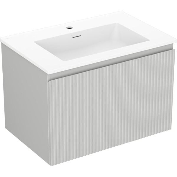 MEXEN/S - Rivel kúpeľňová skrinka 70 cm s umývadlom Otis, 1 šuplík, reliéf, šedá mat/biela mat 91A20-07047-1-BF62-W18M01