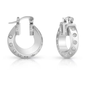 Guess Oceľové náušnice kruhy s kryštálmi Hoops Don`t Lie JUBE01487JWRHT/U