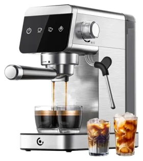 AMZCHEF CE-AZ-EM1501-SV strieborná / Pákový kávovar / 1350 W / 1,2 l / 20 bar (CE-AZ-EM1501-SV)