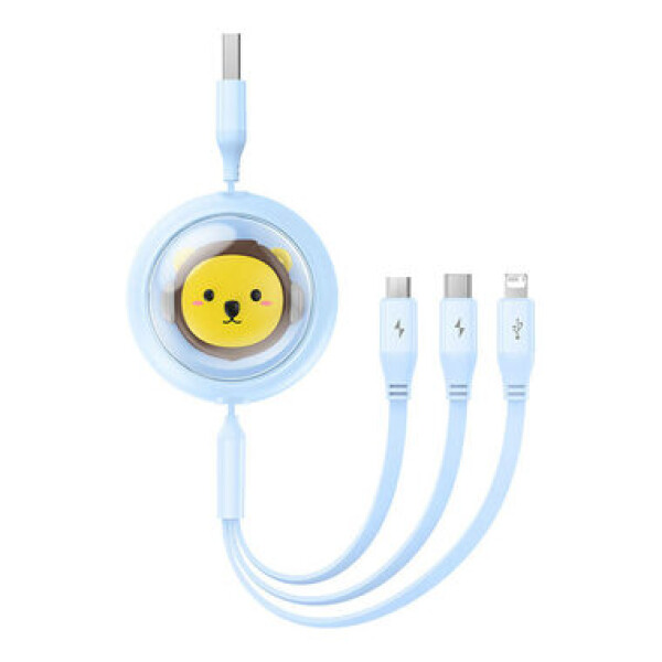 Baseus Cute Powerful Nabíjací USB-A kábel 3v1 1.1m modrá / 1x USB-C (M) / 1x microUSB (M) / 1x Lightning (M) (P10362900311-00)