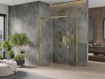 MEXEN/S - OMEGA sprchovací kút 140x90, transparent, zlatá 825-140-090-50-00
