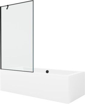 MEXEN/S - Cube obdĺžniková vaňa 170 x 80 cm s panelom + vaňová zástena 100, čierna vzor 550517080X9510007070