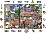 Wooden City Drevené puzzle Hlavná ulica 2v1