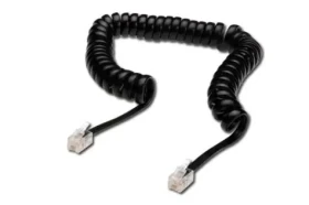 Digitus špirálový telefónny kábel RJ10 čierny / Telefónny kábel / RJ10 - RJ10 / krútený / 4 m (AK-460101-040-S)