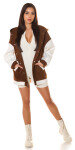 Trendy Oversized College Jacket brown Einheitsgroesse