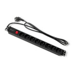 Qoltec 54471 Power strip pre RACK 19 s 8 zásuvkami 2m čierna / 1U / 16A / PDU (54471)