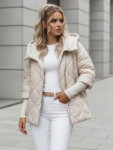 Dámska prechodná prešívaná bunda oversize PUFFILOF light beige FashionStreet TY4856 L