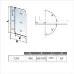 H K - Vaňová zástena s pevnou stenou V22 100 cm, číre sklo SE-V22100