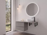 CERANO - Kúpeľňová skrinka Carole - betónovo šedá + doska pod umývadlo Navira Slim - 18 mm + konzola čierna - 120x46x49,8 CER-606096