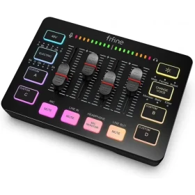 FIFINE SC3 audio mixer RGB čierna / mixážny pult / 18 efektov / XLR / 2x 3.5mm Jack (FIFSC3BK)