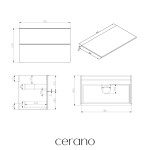 CERANO - Kúpeľňová skrinka Velora - biela matná, úchytka zlatá + doska pod umývadlo Navira Slim - 18 mm - 80x54,8x46,5 CER-664753